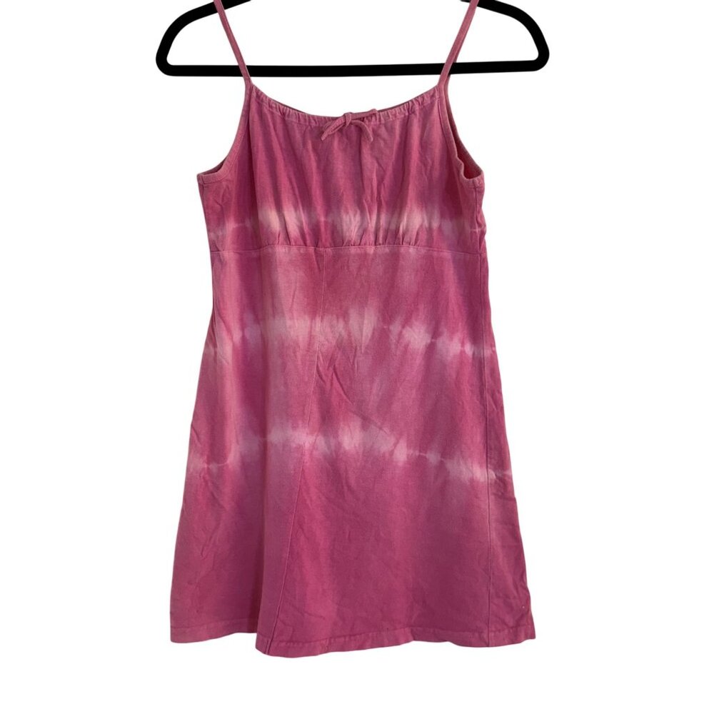 Vintage Basic Editions Women's Pink Tie Dye 100% Cotton Mini Dress Size 14 XS - Picture 1 of 6